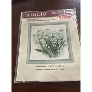 New Lily of the Valley 1497 Riolis Cross Stitch Kit 14 Count 7.75 x7.75 Finished
